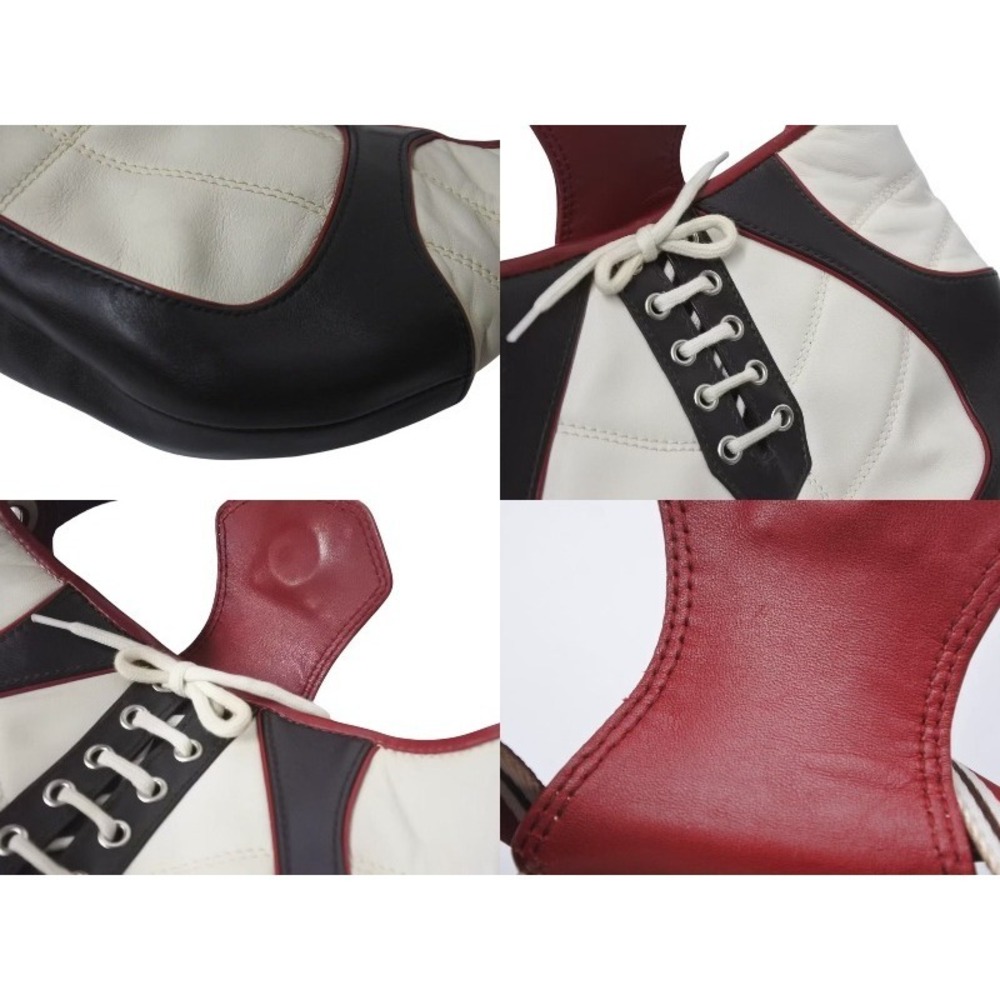 CELINE One Shoulder Hobo Bag World Cup Commemorative Leather White Brown Red - Picture 7 of 9